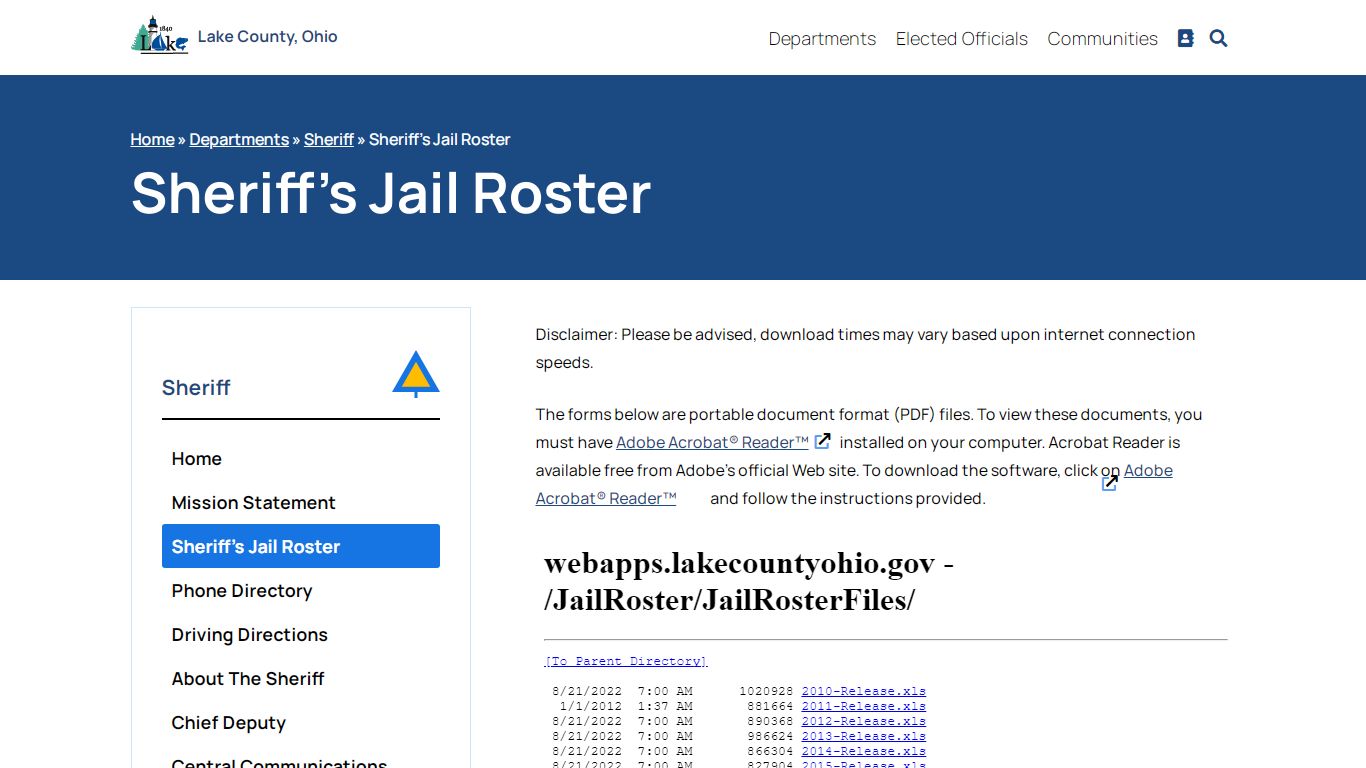 Sheriff's Jail Roster - Sheriff